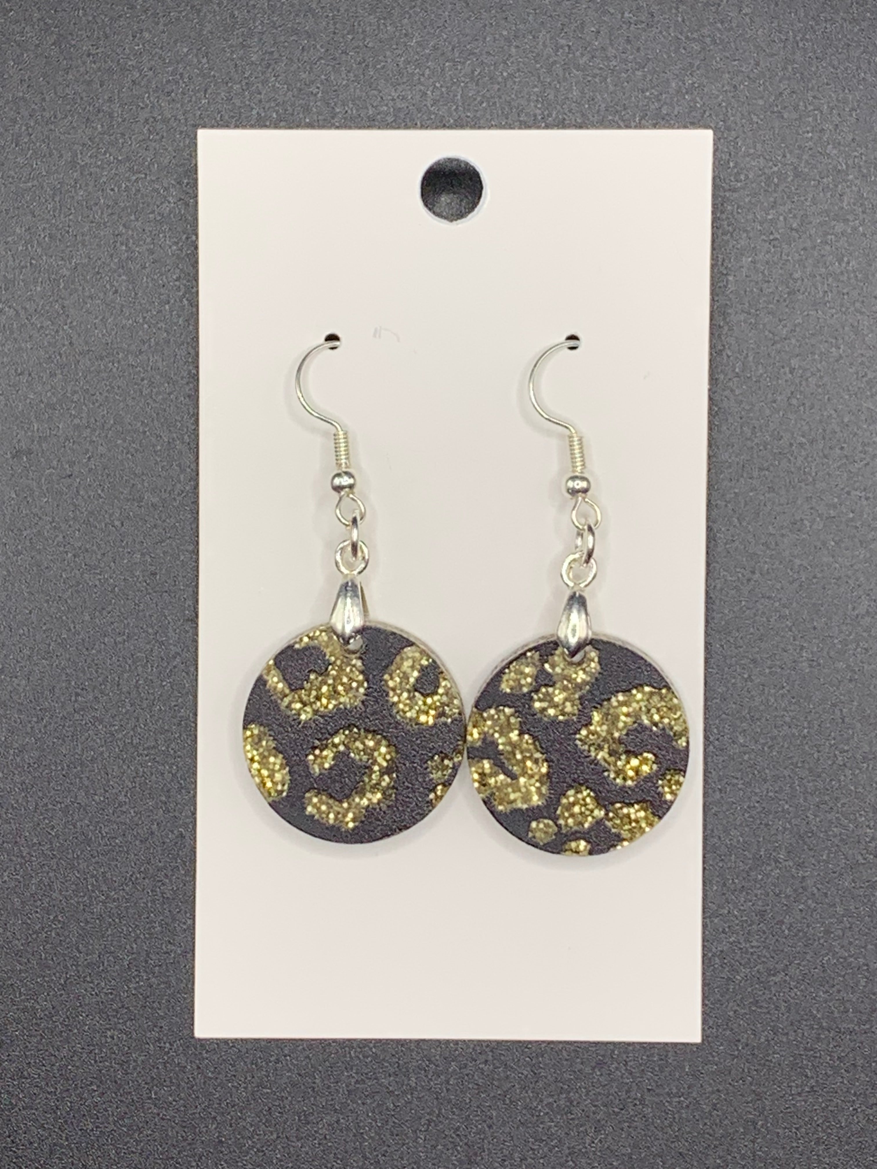 Gold Glitter Cheetah Print Earrings