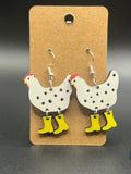 Chickens with Boots Earrings