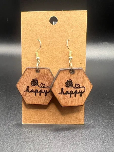 Bee Happy Hexagon Earrings