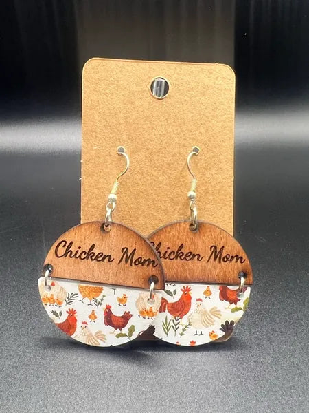Chicken mom earrings
