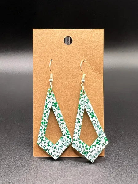 Double Sided Green and White Diamond Earrings