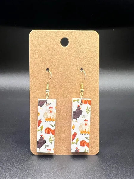 Rectangle Chicken Earrings