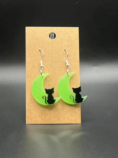 Glow Cat and Moon Earrings