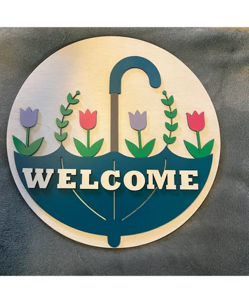 Spring Umbrella Welcome Sign
