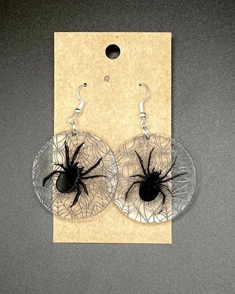 Round Spider Web with Spider Earrings