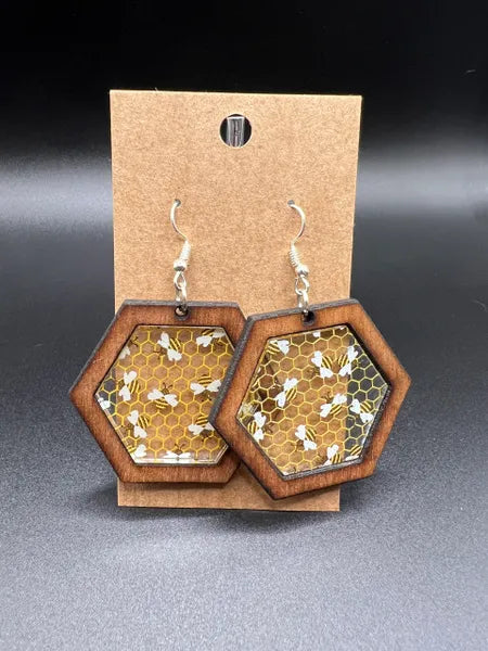 Honeycomb Bee Earrings
