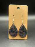 Black glitter tear drop earring