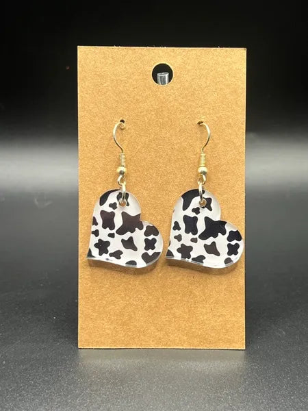 Heart Shaped Cow Earrings