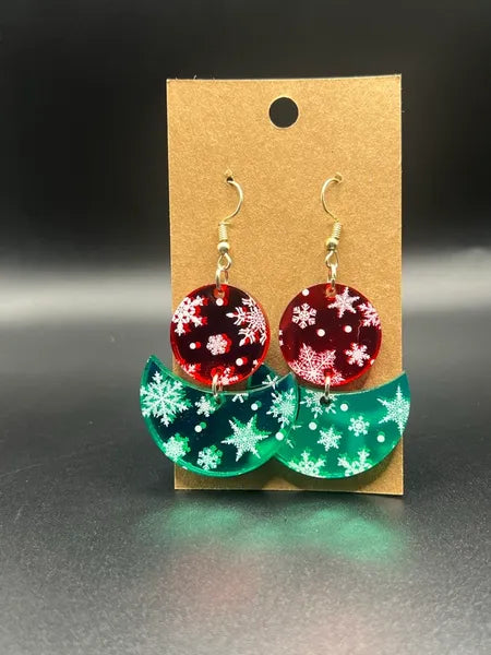 Red circle over green earring