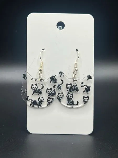 Skeleton Cat Earrings
