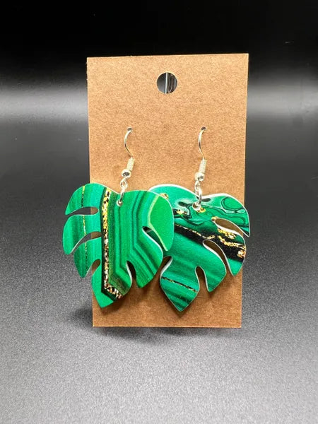 Monstera Palm Leaf Earrings