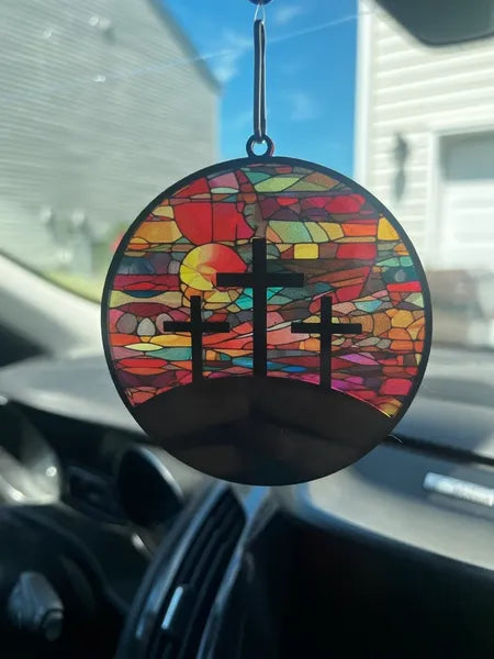 Crosses on the hill Suncatcher