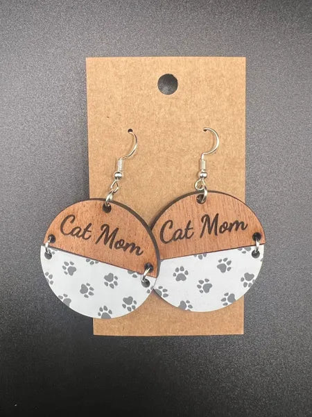 Cat Mom Paw Print Earrings