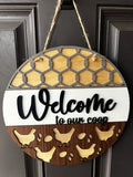 "Welcome to our Coop" door sign