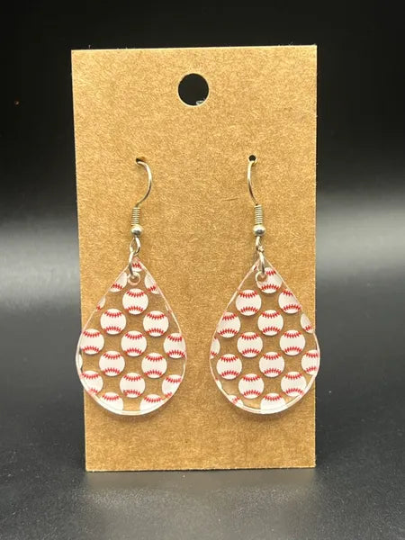 Baseball Teardrop Earrings