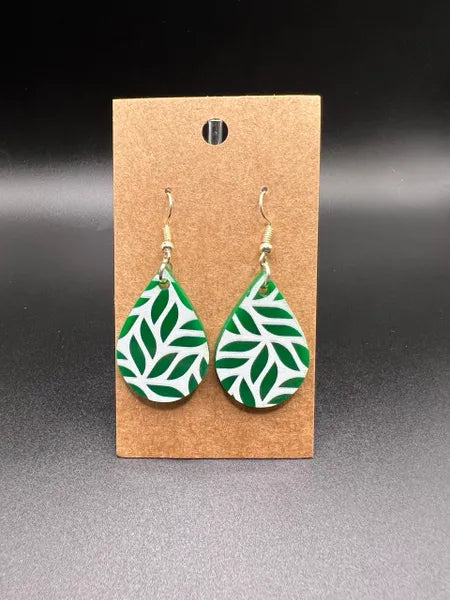 Double Sided Green and White Earrings