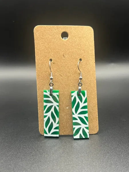 Double-sided green rectangle Earrings