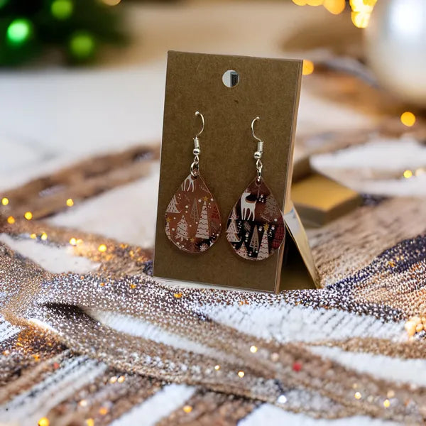 Metallic Deer Teardrop Earrings
